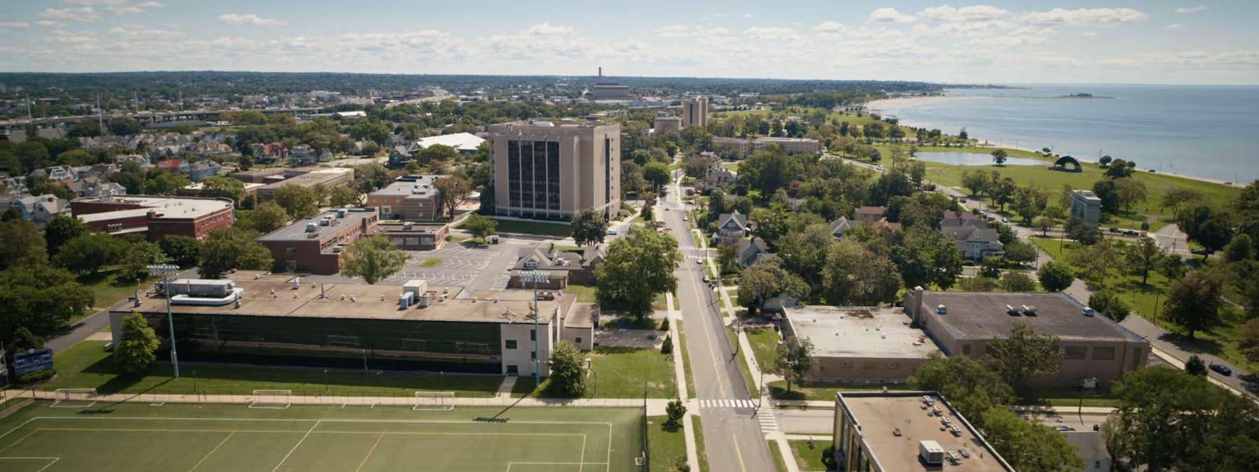 aerial shot of the UB campus